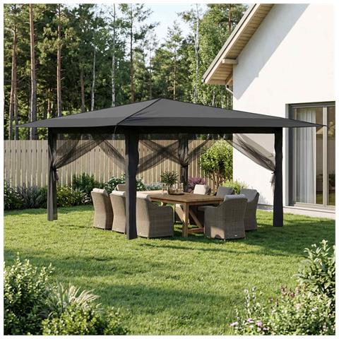 Gazebo con 4 Pareti Laterali 4 x 4 m Grigio chiaro e Antracite - Foto 2