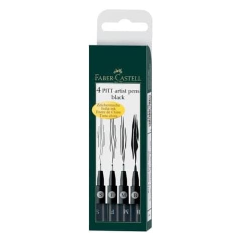 Faber Castell 167100 Penna China Pitt Artist Pen Nero Set 4 (S, F, M, B)  - Foto 2