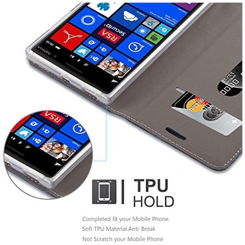 Custodia Compatibile Con Nokia Lumia 830 In Blu Scuro Nero - Coperchio Protettiva Con Chiusura Magnetica, Funzione Stand E Tasca Per Le Carte - Foto 2