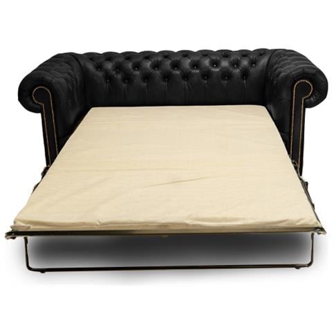 Divano Chesterfield Letto Chesterfield First Class - 3 Posti - Nero Opaco - Pelle - Foto 1