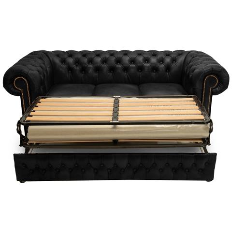 Divano Chesterfield Letto Chesterfield First Class - 3 Posti - Nero Opaco - Pelle - Foto 7