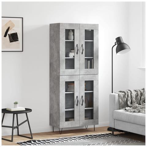 Credenza Grigio Cemento 69,5x34x180 Cm In Legno Multistrato - Foto 6