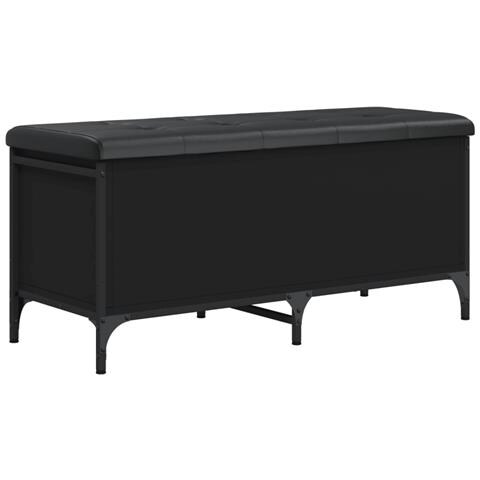 Panca Portaoggetti Nera 102x42x45 Cm In Legno Multistrato - Foto 2