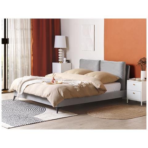 Letto Velluto Melle 160 X 200 Cm Grigio - Foto 1