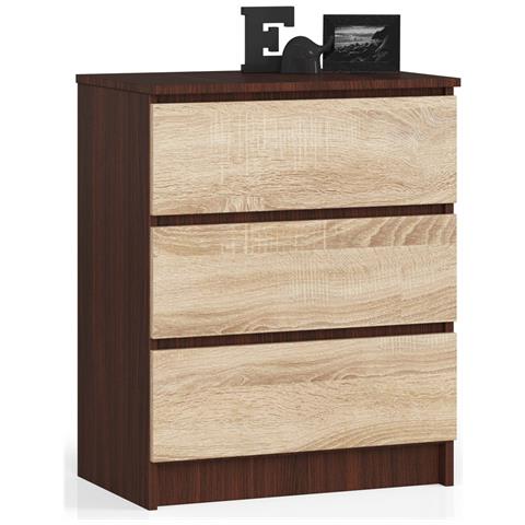 Cassettiera K60, 3 cassetti, 60x40x77 cm, Colore Weng? e Sonoma Quercia - Foto 1