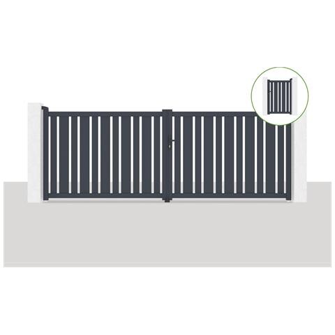 Cancello Battente 4x1,4m Veymont + Cancello 1m Veymont H. 1,4m Grigio - Foto 1