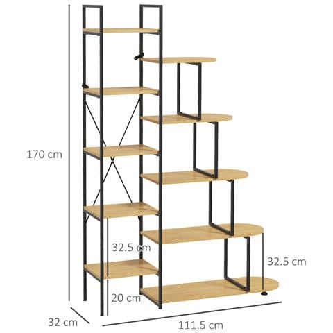 Scaffale Libreria A 10 Livelli, Stile Industriale In Truciolato E Acciaio, 111.5x32x170 Cm - Foto 2