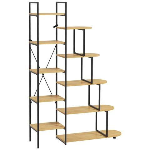 Scaffale Libreria A 10 Livelli, Stile Industriale In Truciolato E Acciaio, 111.5x32x170 Cm - Foto 1