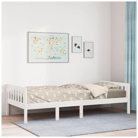 Letto Per Bambini Senza Materasso Bianco 75x190cm Massello Pino - Foto 1