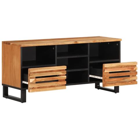 Mobile Porta Tv 100x34x46 Cm In Legno Massello Di Acacia - Foto 3