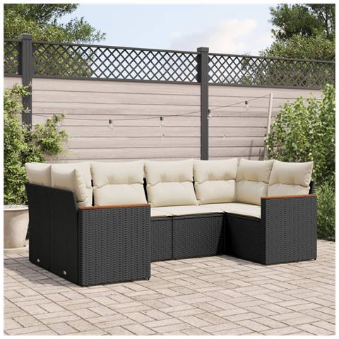Set Divano Da Giardino 6 Pz Con Cuscini Nero In Polyrattan - Foto 8