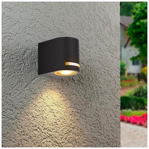 Applique Led Luce Calda Lampada Da Parete Muro Faretto Gu10 8 W Ip54 Nero - Foto 1