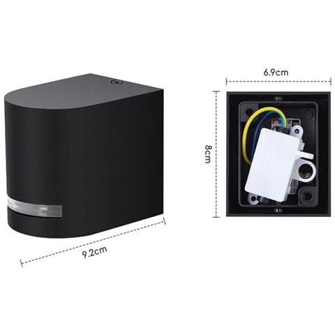 Applique Led Luce Calda Lampada Da Parete Muro Faretto Gu10 8 W Ip54 Nero - Foto 6