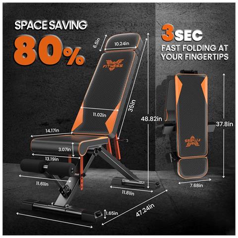 Panca Palestra Pieghevole, 300kg / 400kg Panca Addominali Per L'allenamento Della Forza In Palestra Casa, Panca Piana Pieghevole Adatto Per Casa E Palestra - Foto 8