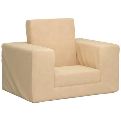 Divano Letto per Bambini Crema in Morbido Peluche - Foto 1