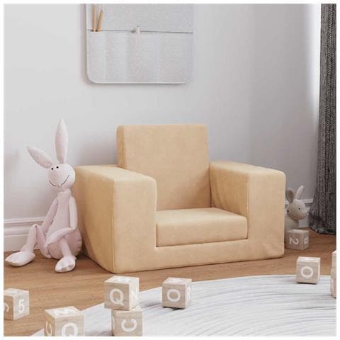 Divano Letto per Bambini Crema in Morbido Peluche - Foto 10
