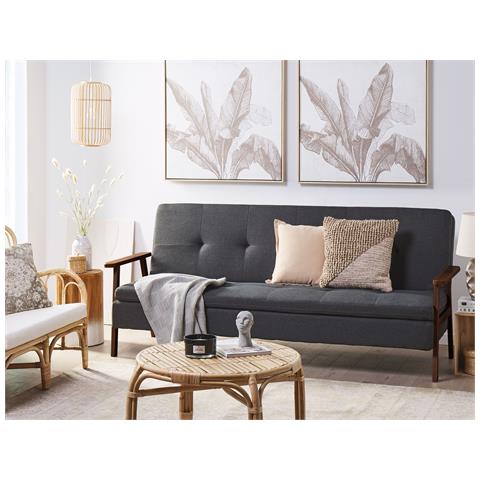 Divano Letto 3 Posti Tjorn Tessuto Grigio Scuro - Foto 1