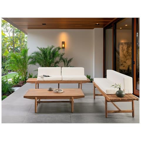 Set Da Giardino Con Tavolo 4 Posti Giaveno Legno D \'acacia Bianco Sporco - Foto 1