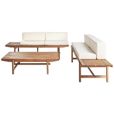Set Da Giardino Con Tavolo 4 Posti Giaveno Legno D \'acacia Bianco Sporco - Foto 4