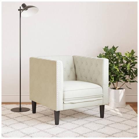 Poltrona Chesterfield Crema In Velluto - Foto 3