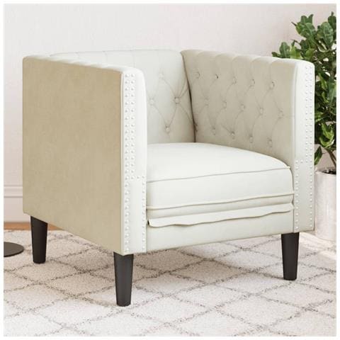 Poltrona Chesterfield Crema In Velluto - Foto 1