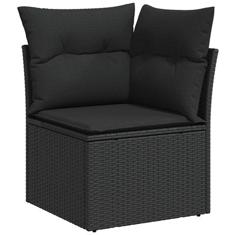Set Divani Da Giardino 9 Pz Con Cuscini Nero In Polyrattan - Foto 3