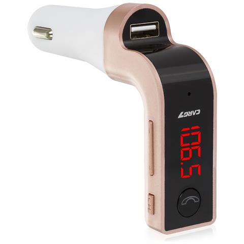 Dam  Kit 4 In 1 Con Vivavoce Bluetooth E Trasmettitore Fm Per Auto 2x10x8 Cm. Colore: Oro Rosa - Foto 2