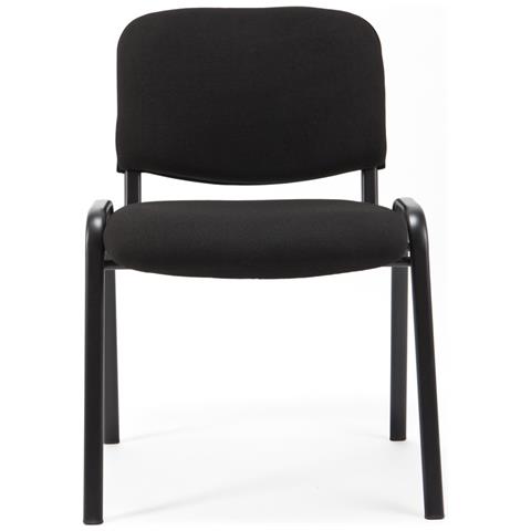 Set Di 6 Sedie Per Sala Attesa Ufficio Studio Conferenza Riunione Ospite Impilabili Imbottite In Tessuto Nero - Foto 1