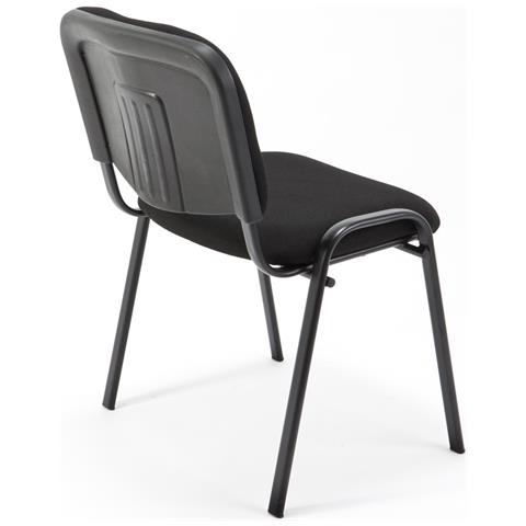 Set Di 6 Sedie Per Sala Attesa Ufficio Studio Conferenza Riunione Ospite Impilabili Imbottite In Tessuto Nero - Foto 3