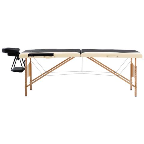 Lettino Massaggio Pieghevole A 2 Sezioni Legno Nero E Beige - Foto 1