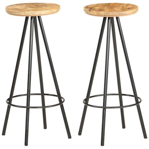 Lusso Casadino -  Sgabelli Da Bar 2 Pz In Legno Grezzo Di Mango - Foto 2