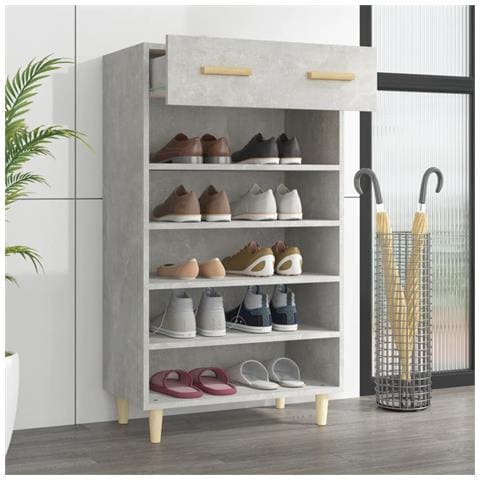 Lusso Casadino - Scarpiera Grigio Cemento 60x35x105 Cm In Legno Multistrato - Foto 2