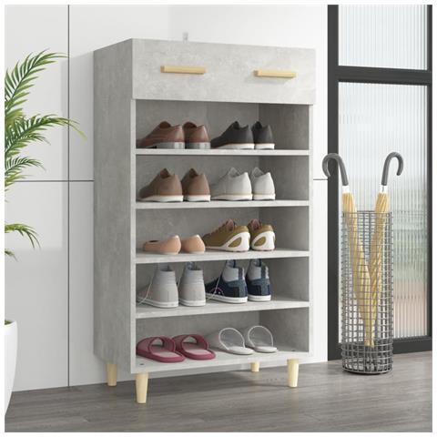 Lusso Casadino - Scarpiera Grigio Cemento 60x35x105 Cm In Legno Multistrato - Foto 8