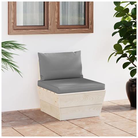 Divano Centrale Da Giardino Su Pallet E Cuscini Legno Di Abete - Foto 7