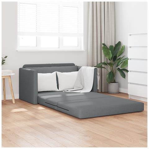 Divano letto a pavimento 2 in 1 Grigio scuro 124x71x78 cm Tessuto - Foto 2