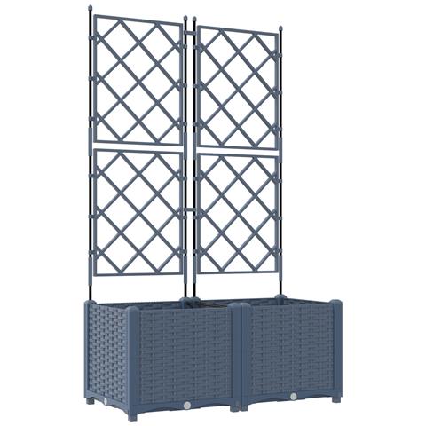 Fioriera da Giardino con Trellis 2 pcs Grigia 80x40x143 cm - Foto 1