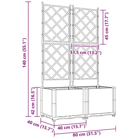 Fioriera da Giardino con Trellis 2 pcs Grigia 80x40x143 cm - Foto 8