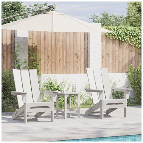 Sedie Adirondack Pieghevoli  2 pcs Bianca 74.5x80.5x90 cm HDPE, Sedia Adirondack Pieghevole  Bianca 74.5x80.5x90 cm HDPE - Foto 2