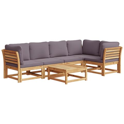 Set Salotto da Giardino 6 pz con Cuscini in Massello di Acacia - Foto 1