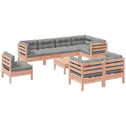 Set Divani Giardino 9 pz Cuscini Legno Massello Abete Douglas - Foto 1