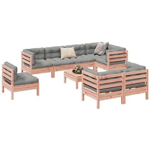 Set Divani Giardino 9 pz Cuscini Legno Massello Abete Douglas - Foto 2