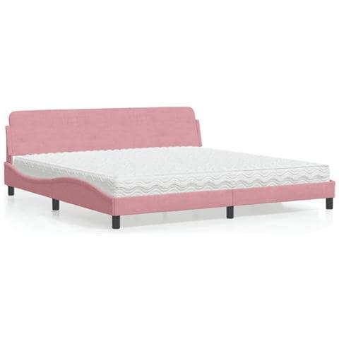 Letto con Materasso Rosa 200x200 cm in Velluto - Foto 2