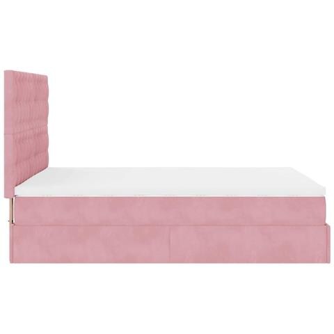 Struttura Letto Pouf con Materassi Rosa 140x190 cm in Velluto - Foto 9