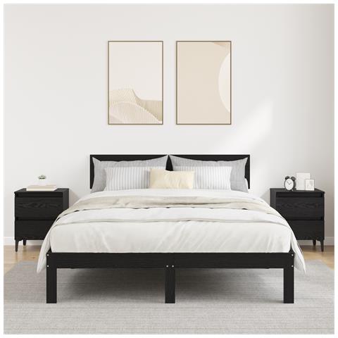 Armadi da letto 2 pz Rovere nero 40x35x50 cm Legno ingegnerizzato - Foto 2