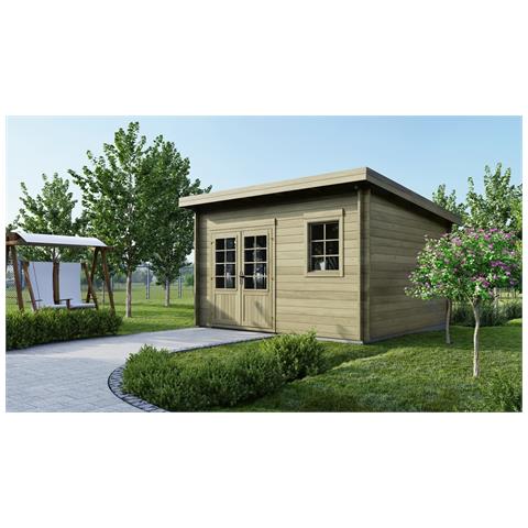 Casetta Da Giardino In Legno - 16m2 - 4x4m - Impregnata - 40mm - Colore: Verde - Foto 1