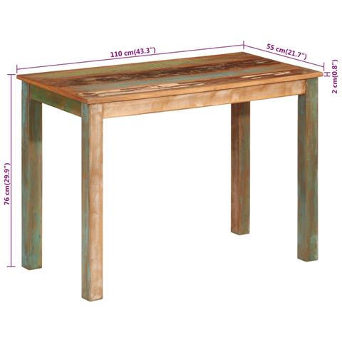 Tavolo da Pranzo 110x55x76 cm in Legno Massello di Recupero - Foto 9