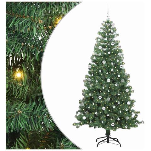 Albero di Natale con 300 LED con supporto Verde 240 cm PVC - Foto 1