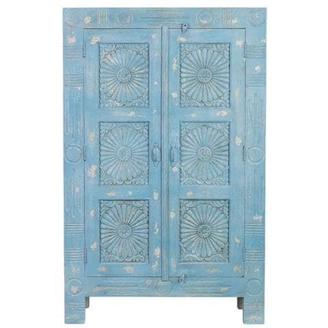 Armadio In Legno Blu Fatto A Mano, 107x41x171h Cm - Foto 2