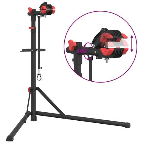 Supporto Riparazione Bici Regolabile 92-152 cm Rosso in Acciaio - Foto 9