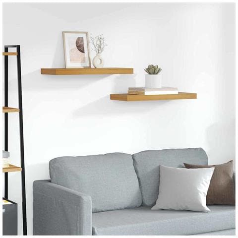 Scaffale da parete 2 pcs Marrone 50 x 23 x 4 cm - Foto 2